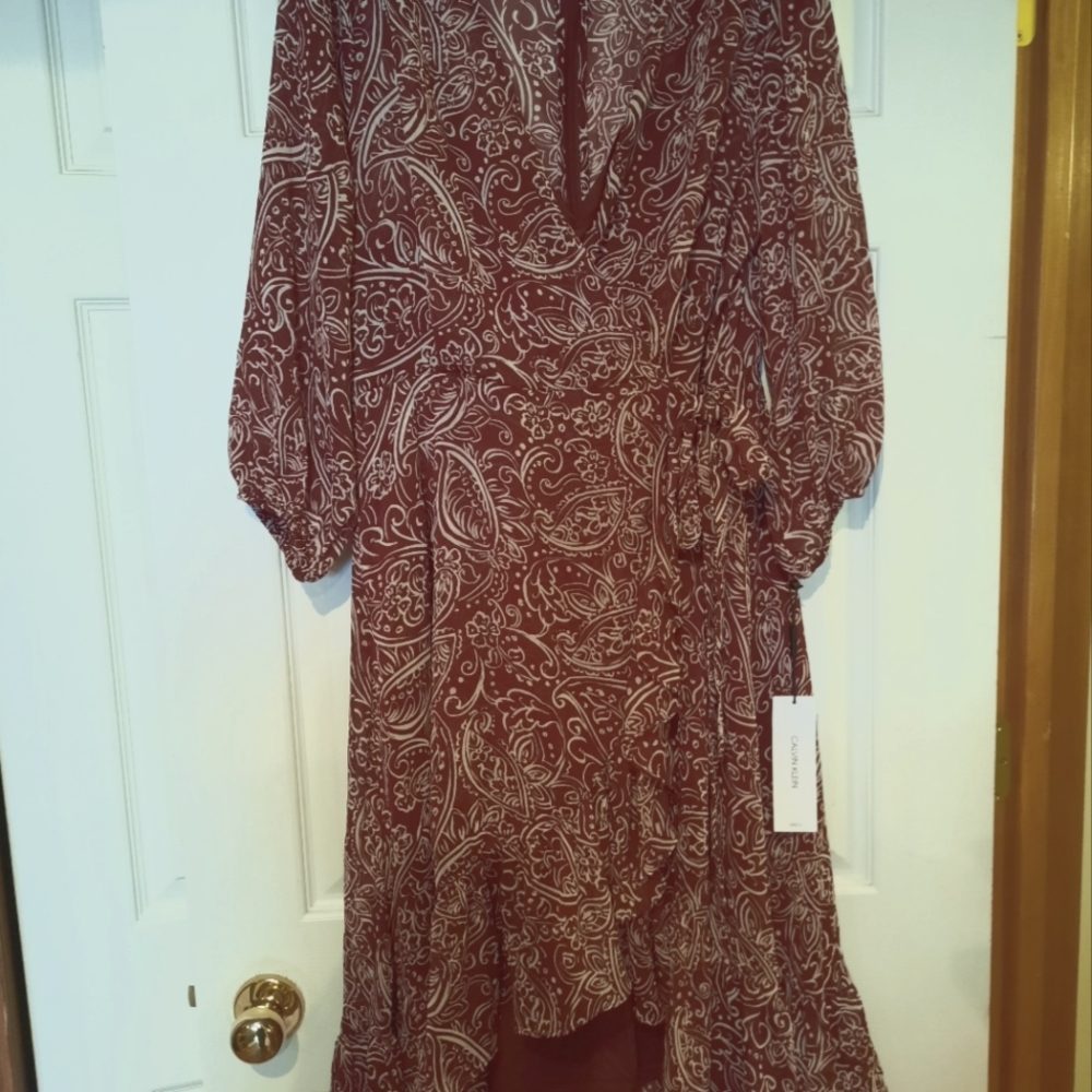 Beautiful darker red Kalvin Clein dress , long sleeves